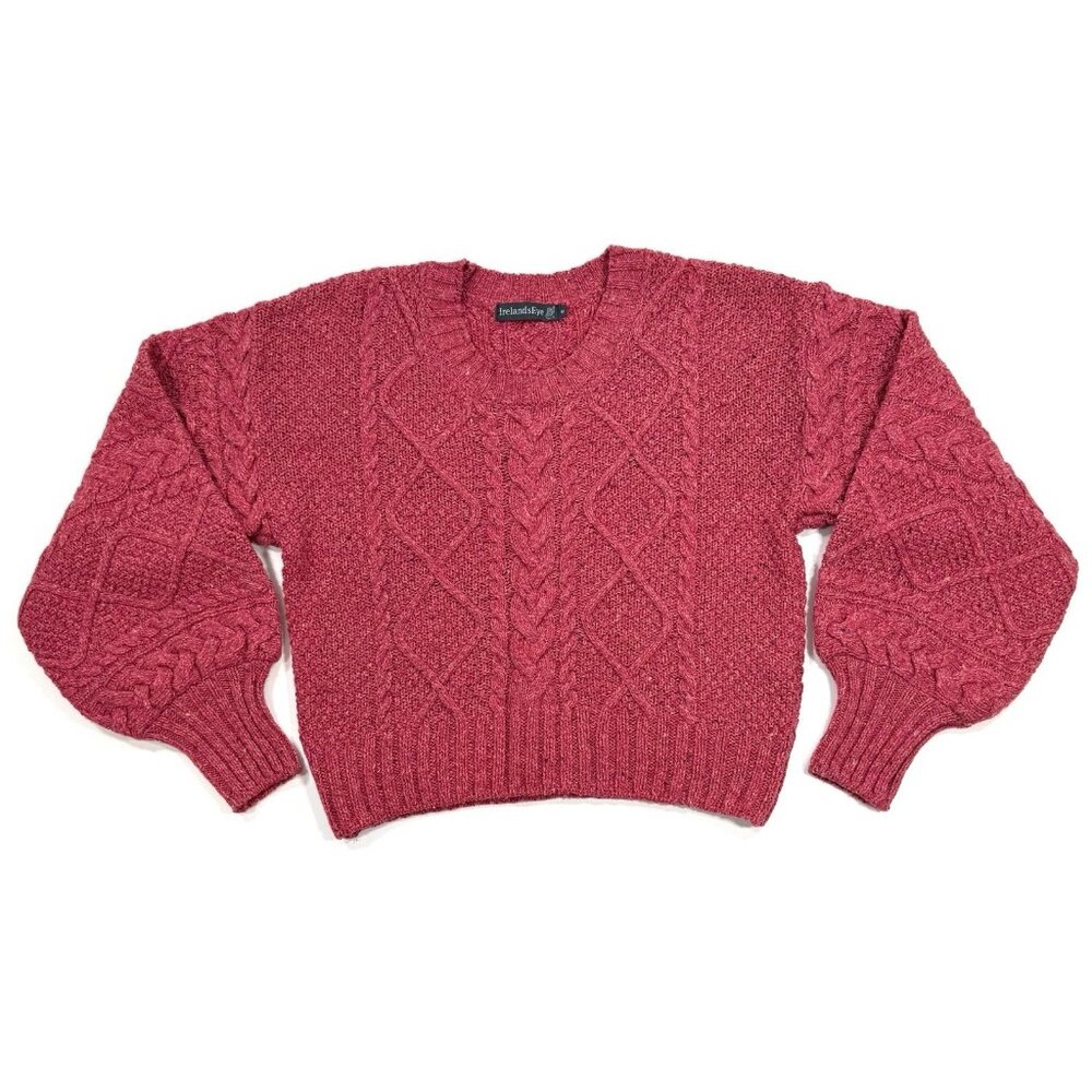 Irelands Eye Sweater Crop Cable Knit Medium Wool Cotton Cashmere Silk Lagenlook